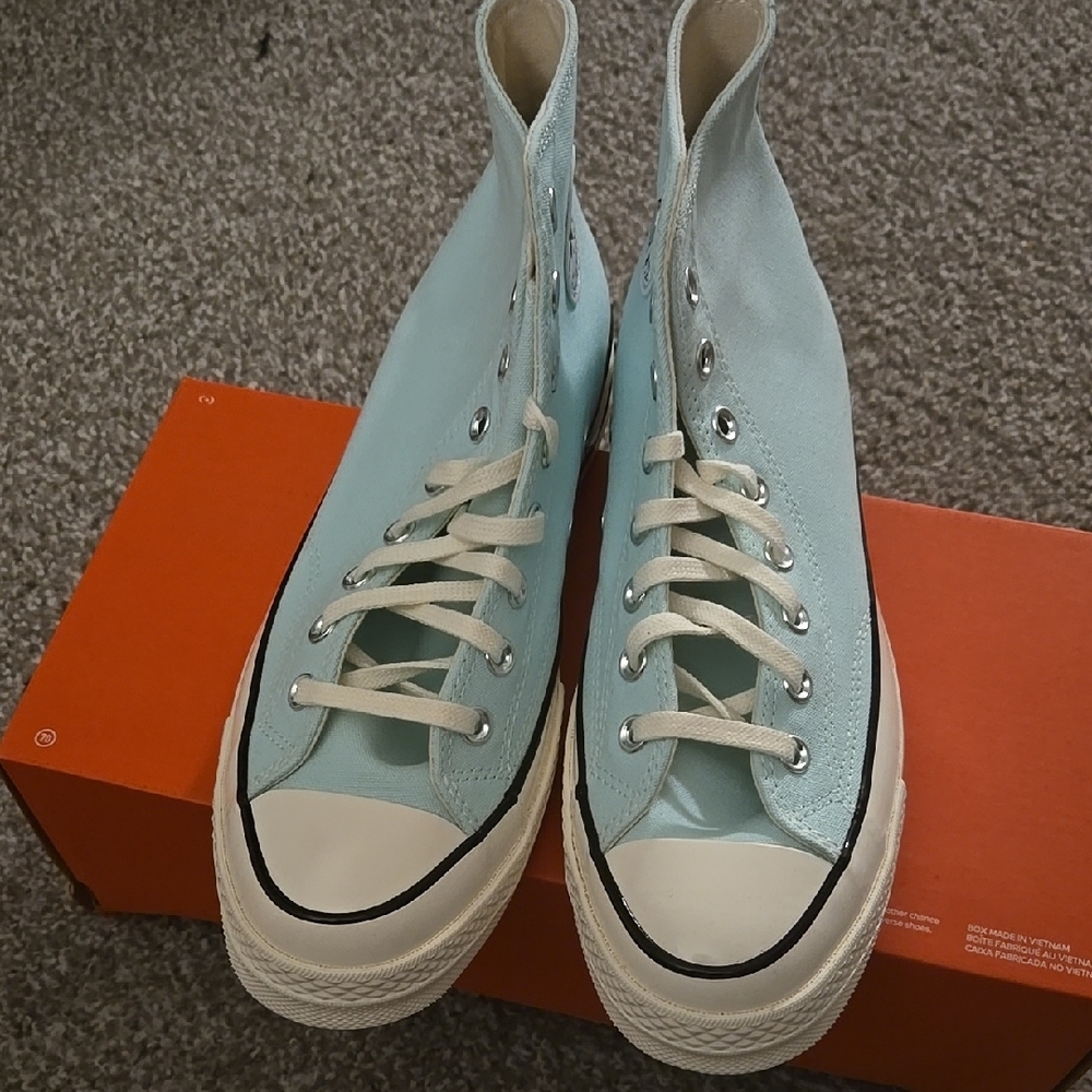 Converse Women's Light Blue High-Top Sneakers - Picture 3 of 8